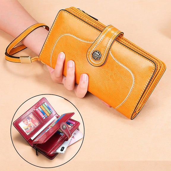 3555 Large Capacity Long Multi-function Anti-magnetic RFID Wallet Clutch for Ladies with Card Slots (Pink)