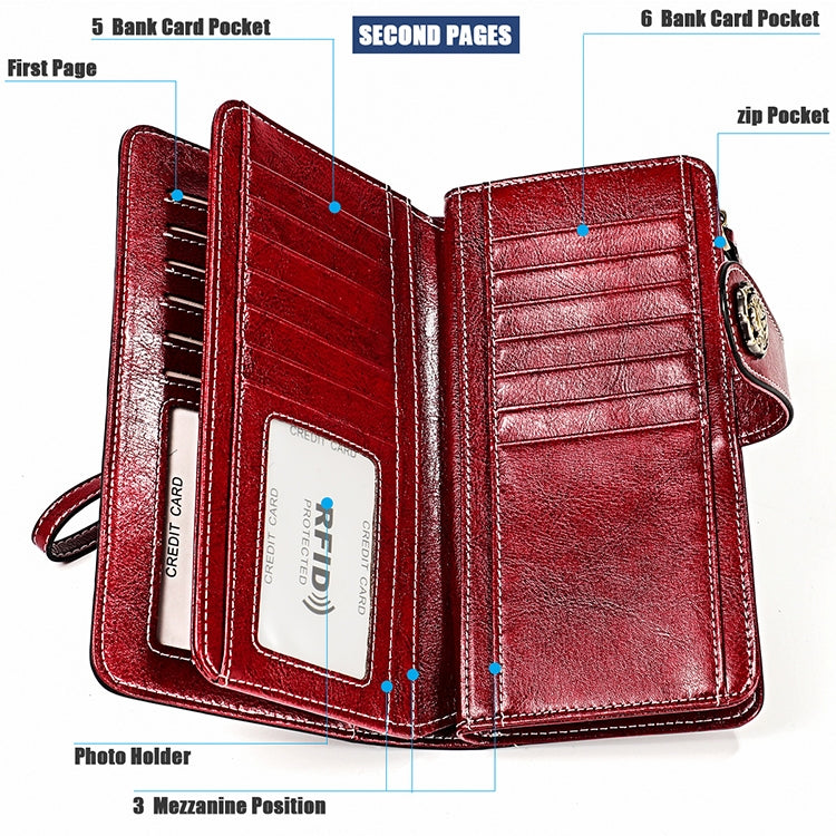 3555 Large Capacity Long Multi-function Anti-magnetic RFID Wallet Clutch for Ladies with Card Slots (Blue)