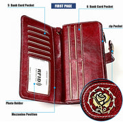 3555 Large Capacity Long Multi-function Anti-magnetic RFID Wallet Clutch for Ladies with Card Slots (Yellow)