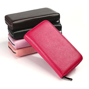 KB196 Top-grain Leather Large Capacity Multi-function 36-Bit Anti-magnetic RFID Organ Card Package Wallet(Rose Red)