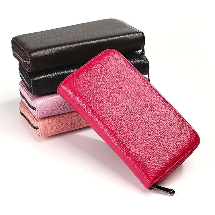 KB196 Top-grain Leather Large Capacity Multi-function 36-Bit Anti-magnetic RFID Organ Card Package Wallet(Purple)