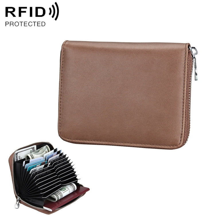 Antimagnetic RFID Multi-functional Genuine Leather Card Package(Coffee)