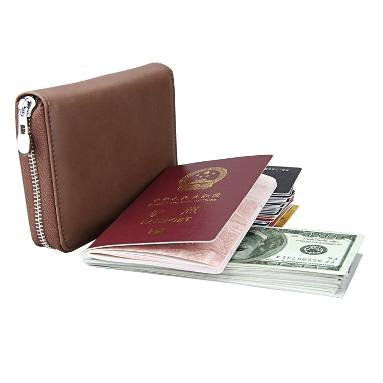 Antimagnetic RFID Multi-functional Genuine Leather Card Package(Coffee)