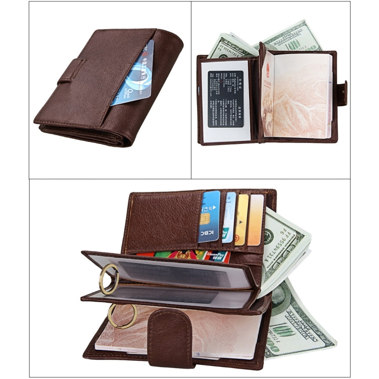 Antimagnet RFID Genuine Leather Wallet / Passport Package / Cowhide Card Slot for man(Coffee)