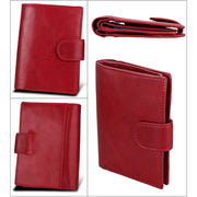 Antimagnet RFID Genuine Leather Wallet / Passport Package / Cowhide Card Slot for man(Red)