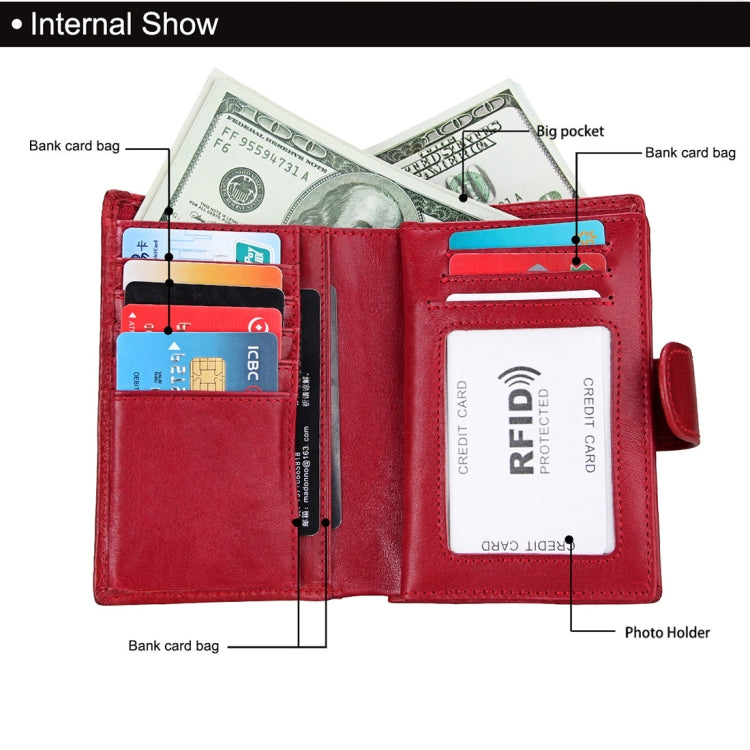 Antimagnet RFID Genuine Leather Wallet / Passport Package / Cowhide Card Slot for man(Red)