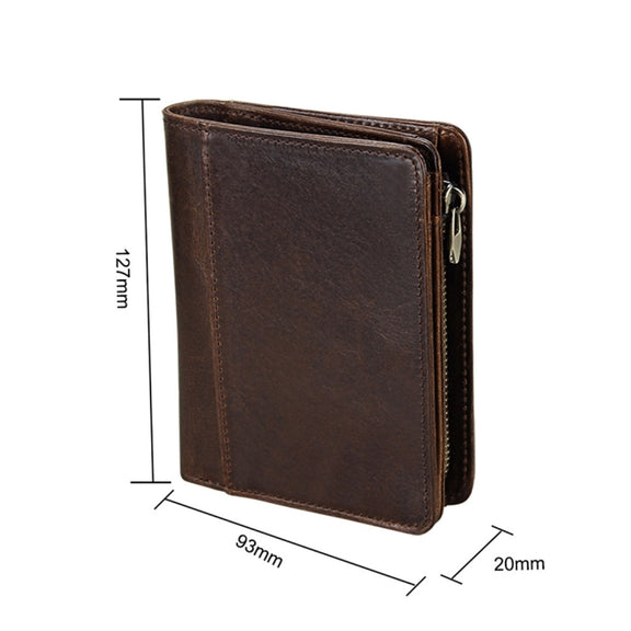 8231 Antimagnetic RFID Men Fashion Crazy Horse Textyure Genuine Leather Wallet Card Bag(Coffee)