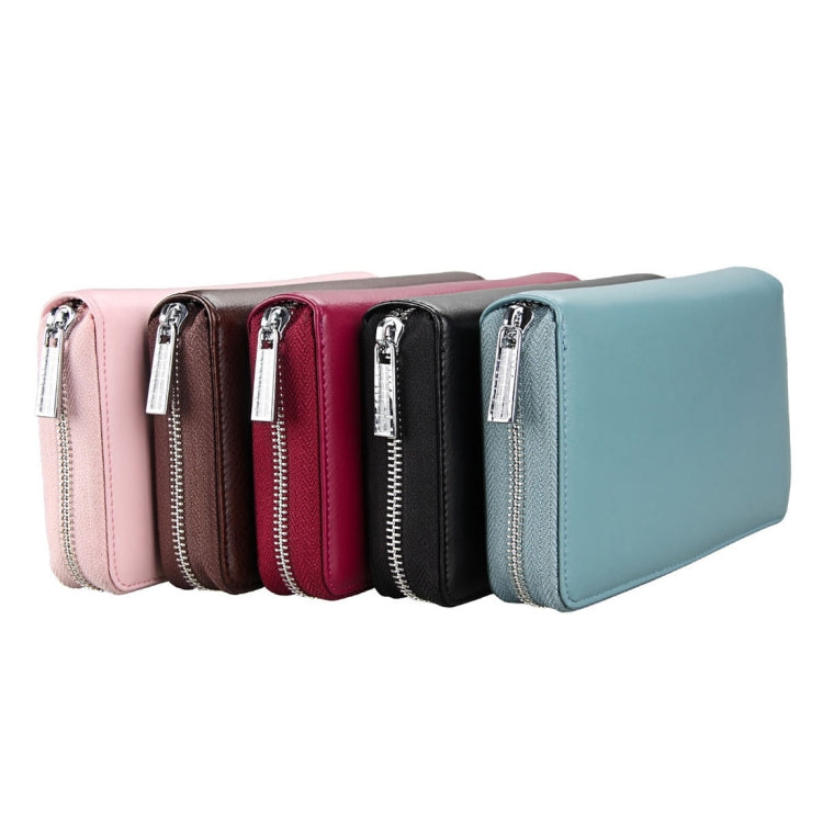 Antimagnetic RFID Large Capacity Long Style Genuine Leather Passport Package / Multifunctional and Many Card Slots Card Package(Purple)
