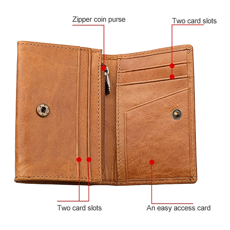 KB171 Antimagnetic RFID Crazy Horse Texture Leather Card Holder Wallet for Men and Women(Blue)