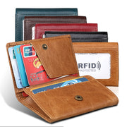 KB171 Antimagnetic RFID Crazy Horse Texture Leather Card Holder Wallet for Men and Women(Blue)