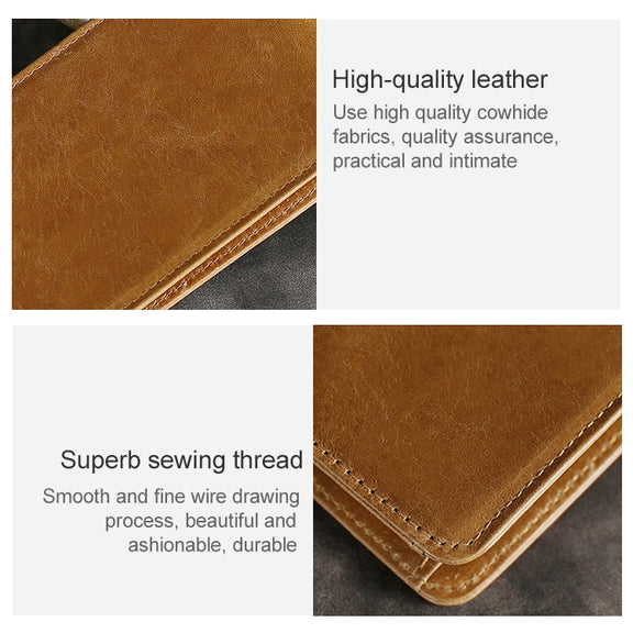 KB186 Antimagnetic RFID Mini Crazy Horse Texture Leather Billfold Card Wallet for Men and Women(Coffee)