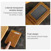 KB186 Antimagnetic RFID Mini Crazy Horse Texture Leather Billfold Card Wallet for Men and Women(Coffee)