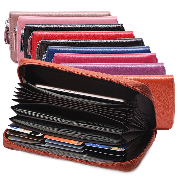 902 Antimagnetic RFID Litchi Texture Women Large Capacity Hand Wallet Purse Phone Bag with Card Slots(Pink)