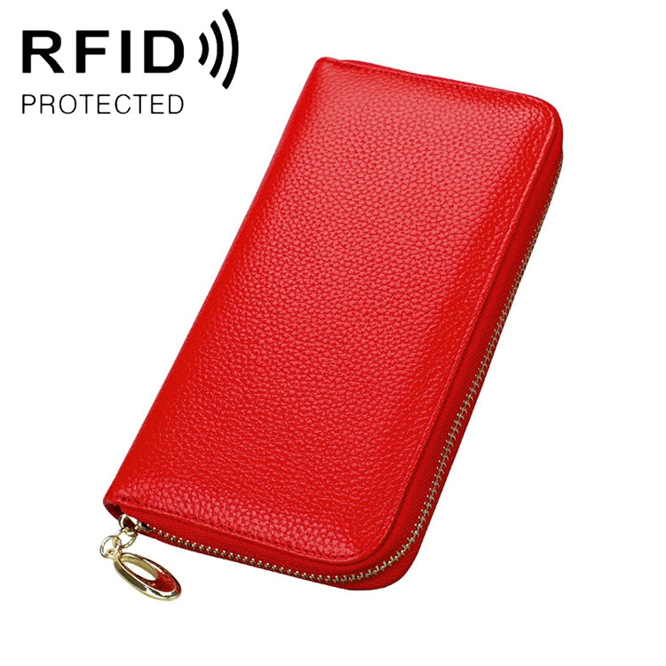 906 Antimagnetic RFID Litchi Texture Women Large Capacity Hand Wallet Purse Phone Bag with Card Slots(Red)