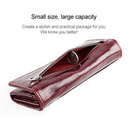 3559 Antimagnetic RFID Multi-function Zipper Retro Top-grain Leather Lady Purse Wallet (Yellowish-brown)