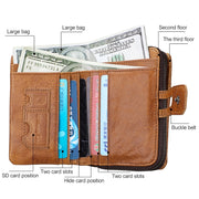 3577 Antimagnetic RFID Men and Women Crazy Horse Texture Leather Zipper Wallet (Yellowish-brown)