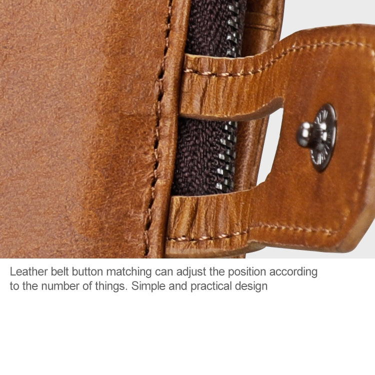 3577 Antimagnetic RFID Men and Women Crazy Horse Texture Leather Zipper Wallet (Yellowish-brown)
