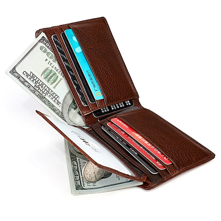 8018 Antimagnetic RFID Retro Fashion Crazy Horse Texture Leather Wallet for Men and Women