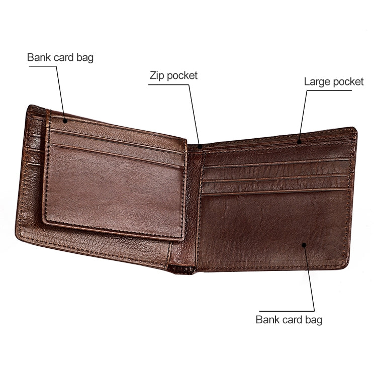 8018 Antimagnetic RFID Retro Fashion Crazy Horse Texture Leather Wallet for Men and Women