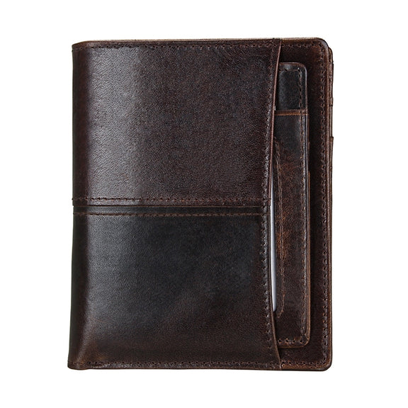 8232 Antimagnetic RFID Men Oil Wax Leather Wallet with Detachable Card Holder