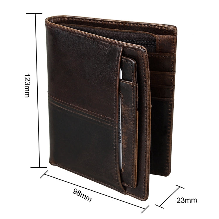 8232 Antimagnetic RFID Men Oil Wax Leather Wallet with Detachable Card Holder