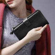 8236 Antimagnetic RFID Multi-function Oil Wax Leather Lady Wallet Large-capacity Purse (Purple)