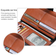 8236 Antimagnetic RFID Multi-function Oil Wax Leather Lady Wallet Large-capacity Purse (Yellow)