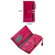 8239 Antimagnetic RFID Multi-function Leather Lady Wallet Large-capacity Purse with Detachable Card Holder (Rose Purple)