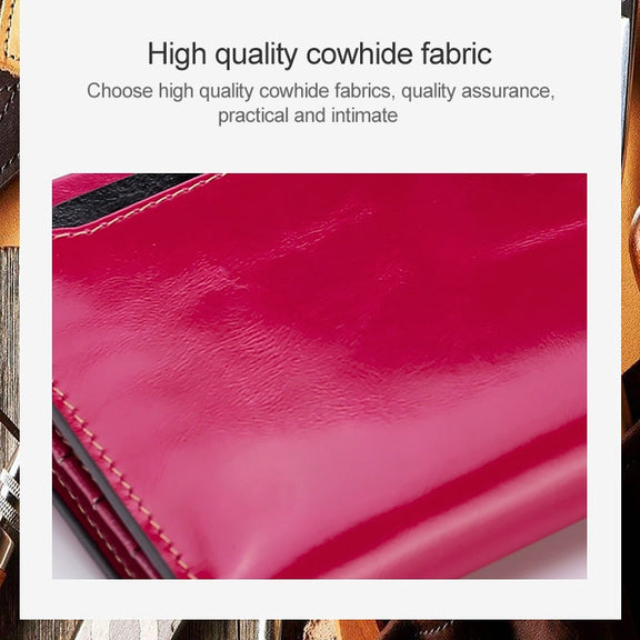 8239 Antimagnetic RFID Multi-function Leather Lady Wallet Large-capacity Purse with Detachable Card Holder (Rose Purple)