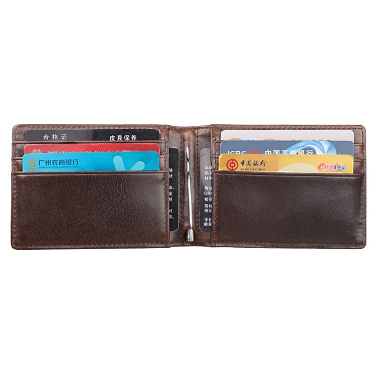 9037 Antimagnetic RFID Crazy Horse Texture Leather Wallet Billfold for Men and Women(Coffee)
