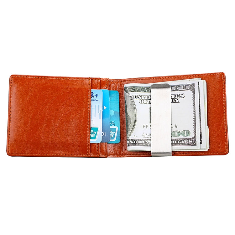 9601 Antimagnetic RFID Mini Crazy Horse Texture Leather Wallet Billfold