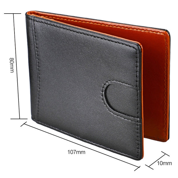 9601 Antimagnetic RFID Mini Crazy Horse Texture Leather Wallet Billfold