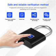 Stainless Steel Automatic Intelligent Fingerprint Padlock Electronic Lock, 10 Fingerprint Edition(Black)