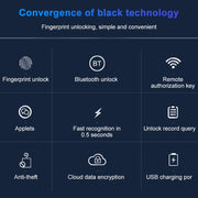 T21FB Micro USB Charging Zinc Alloy Smart Fingerprint + Bluetooth Single Open Drawer Lock File Cabinet Lock
