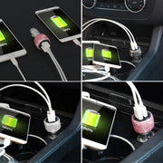 Car Diamond Aluminium Alloy QC3.0 Dual USB Quick Charger(Colour)