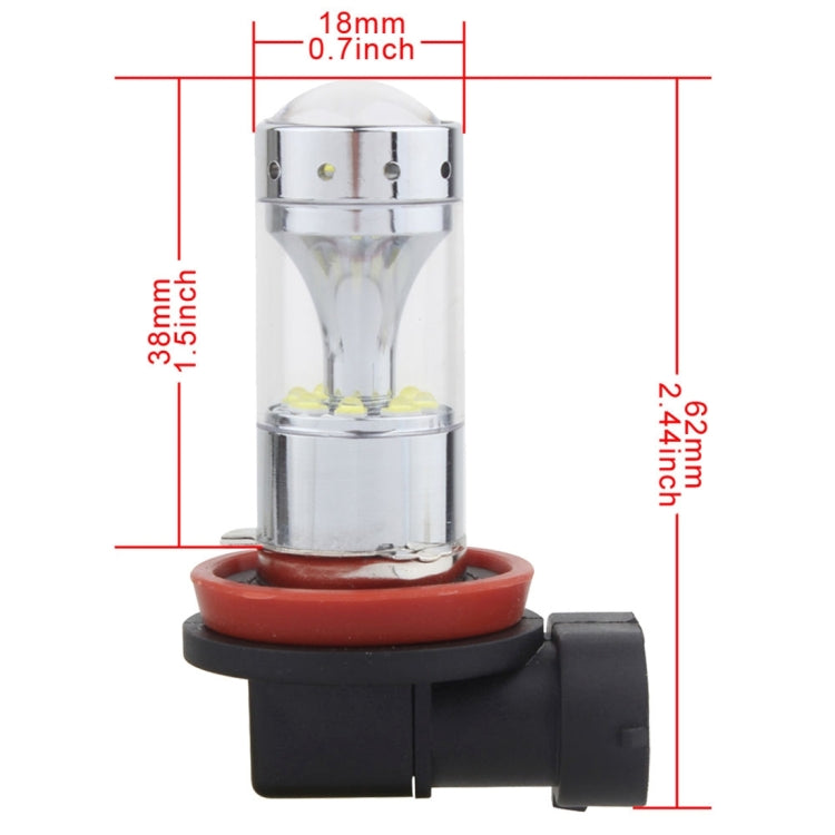 2 PCS H8/H11 60W 1200 LM 6000K Car Fog Lights with 12 XB-D LED Lamps, DC 12V (White Light)