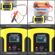 FOXSUR 12V 6A Intelligent Universal Battery Charger for Car Motorcycle, Length: 55cm, EU Plug(Yellow)