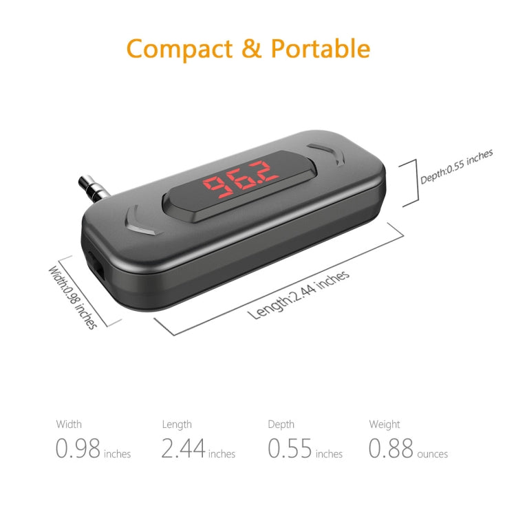 Doosl DSER116 Multifunctional Car FM Transmitter Wireless Music Receiver with 3.5mm Jack & LCD Display, Support Hands-free Call(Black)