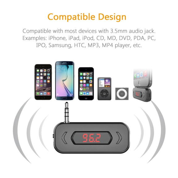 Doosl DSER116 Multifunctional Car FM Transmitter Wireless Music Receiver with 3.5mm Jack & LCD Display, Support Hands-free Call(Black)