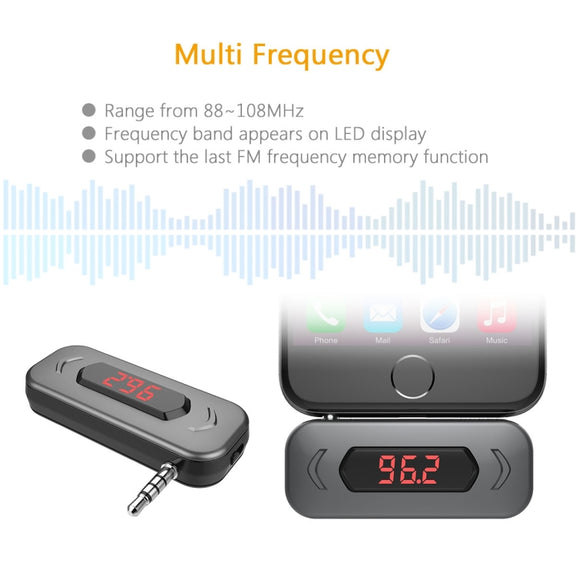 Doosl DSER116 Multifunctional Car FM Transmitter Wireless Music Receiver with 3.5mm Jack & LCD Display, Support Hands-free Call(Black)