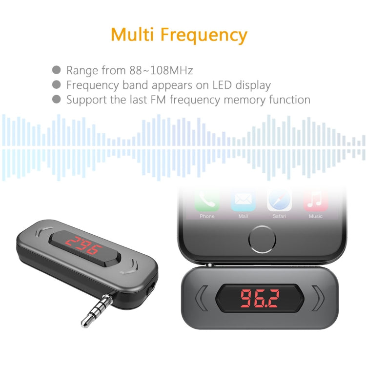Doosl DSER116 Multifunctional Car FM Transmitter Wireless Music Receiver with 3.5mm Jack & LCD Display, Support Hands-free Call(Black)