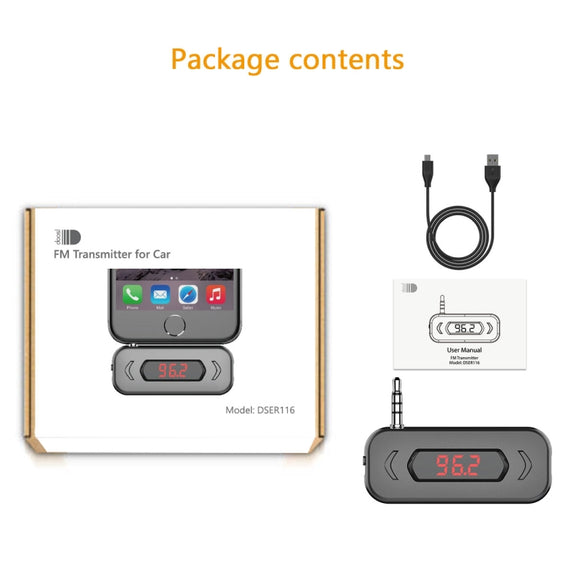 Doosl DSER116 Multifunctional Car FM Transmitter Wireless Music Receiver with 3.5mm Jack & LCD Display, Support Hands-free Call(Black)