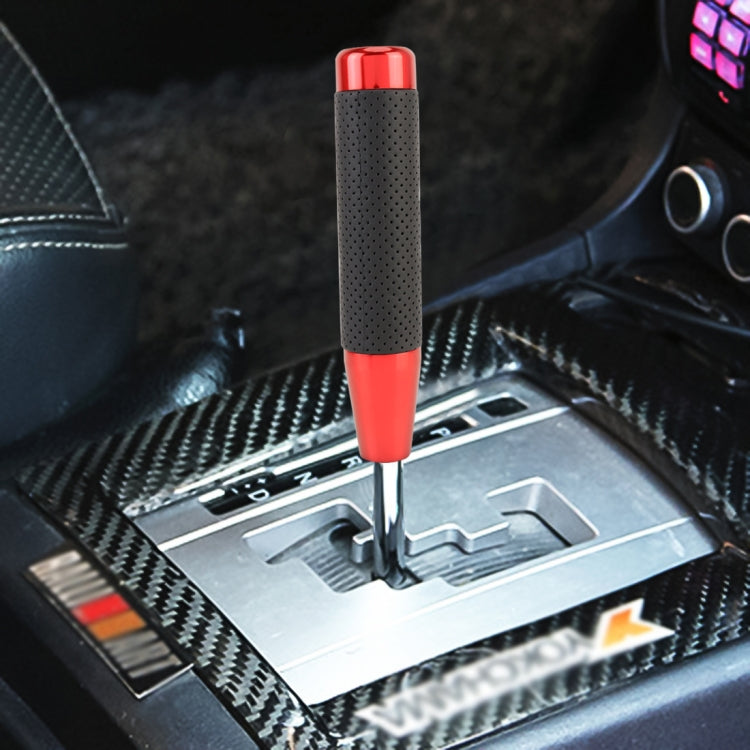 Metal Leather Long Column Car Shift Knob, Size: 18x3.3cm (Red)