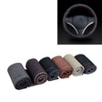 Car Universal Genuine Leather Hand-stitched Steering Wheel Cover(Black) - free shipping - PMC TechLife - Order now!