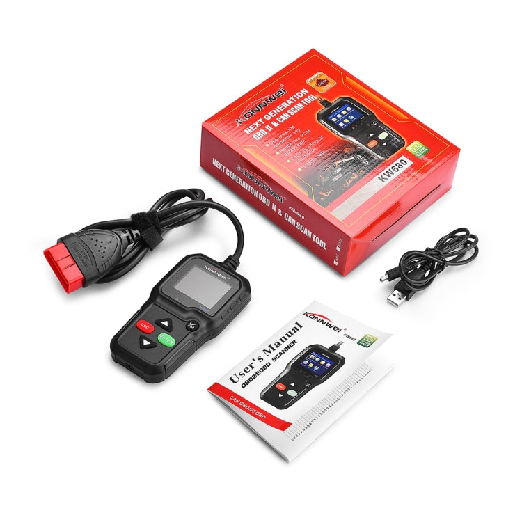 KONNWEI KW680 Mini OBDII Car Auto Diagnostic Scan Tools  Auto Scan Adapter Scan Tool (Can Detect Battery and Voltage, Only Detect 12V Gasoline Car)(Black)