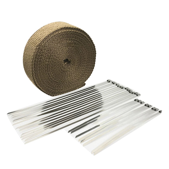 15m Titanium Gold Exhaust Wrap Auto Motor Exhaust Heat Shield Wrap Heat Resistant Wrap