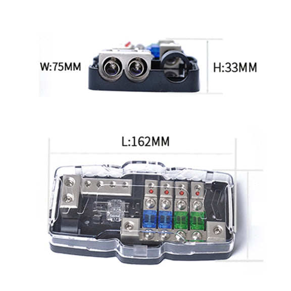 Car Audio Stereo Distribution Block Ground Mini ANL Fuse Block 4 Way Fuse Block 30A 60A 80Amp with LED