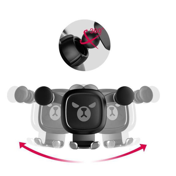Big Eyes Pattern Gravity Cartoon Air Vent Car Mount Phone Holder(Black)
