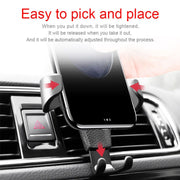 Litchi Texture Gravity Car Mount Phone Holder (Black)
