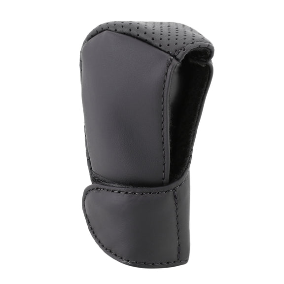 Universal Nonslip Breathable Genuine Leather Car Gear Shift Knob Cover(Black)